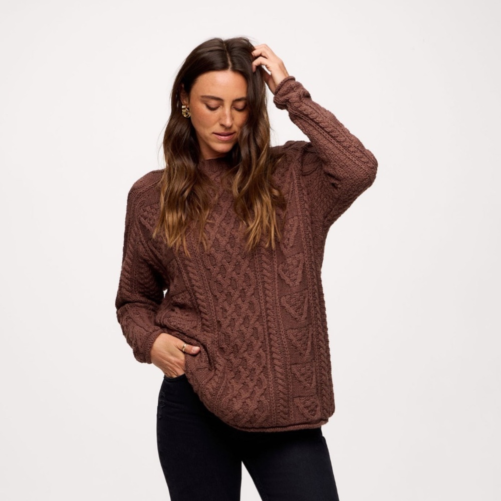 Nuuds Cocoa Heritage Cable Sweater | Size XS